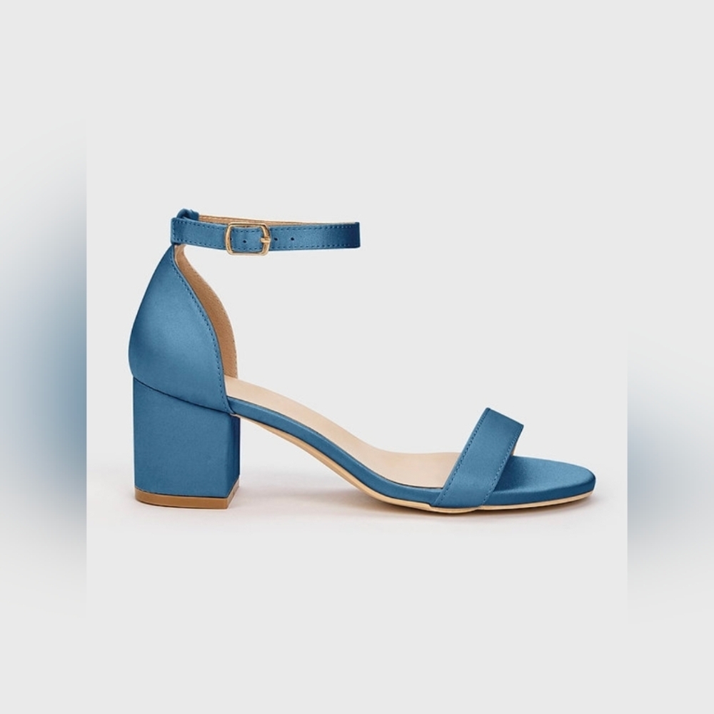 One-Strap Buckle Block Heel Sandals